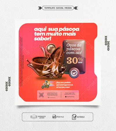 Feed Template social media pascoa de sabor