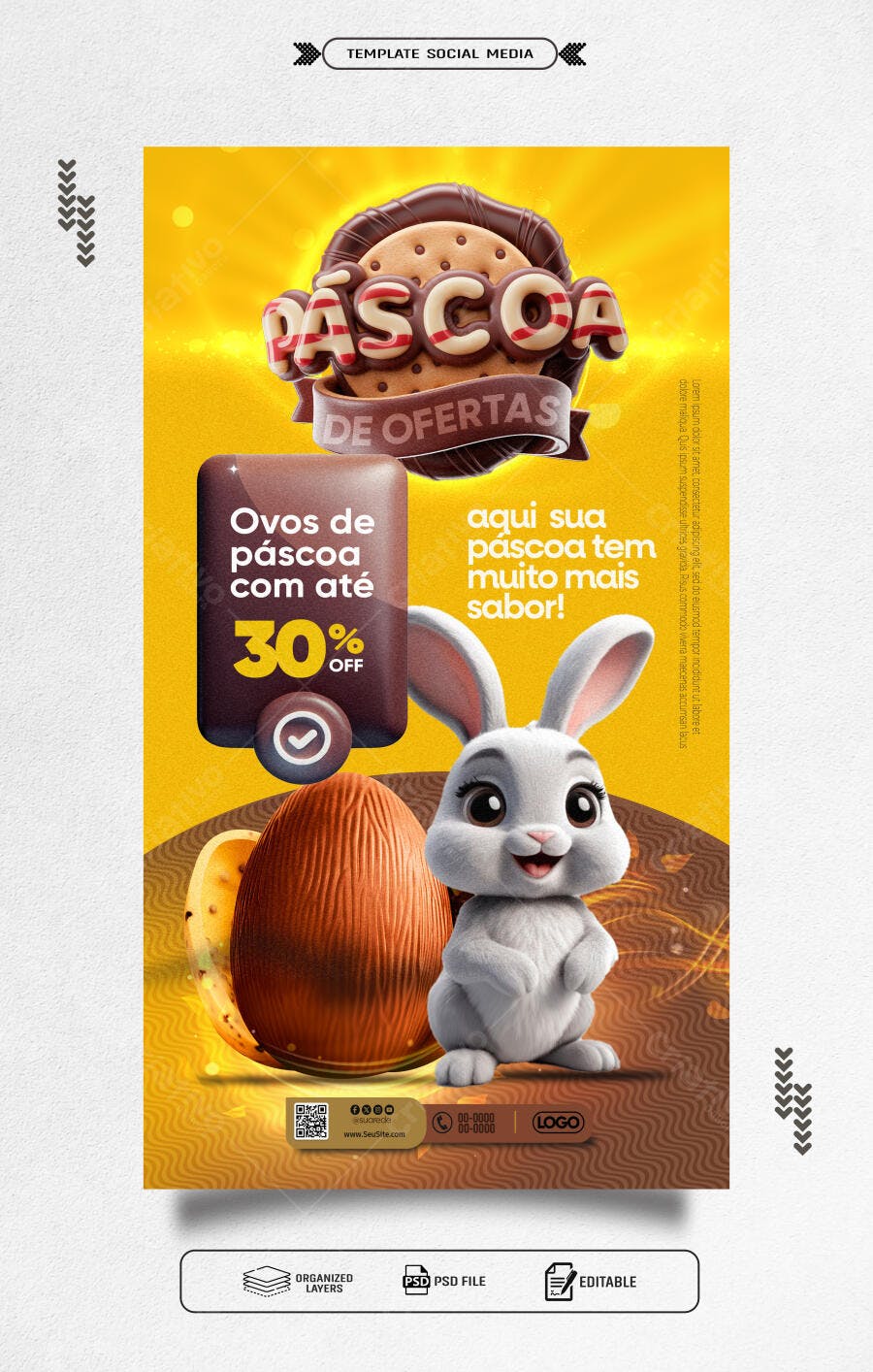 Flyer Páscoa com Desconto PSD Editável