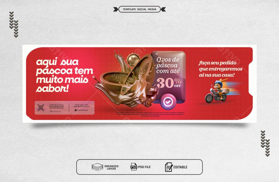 Banner Páscoa com Chocolate PSD Editável
