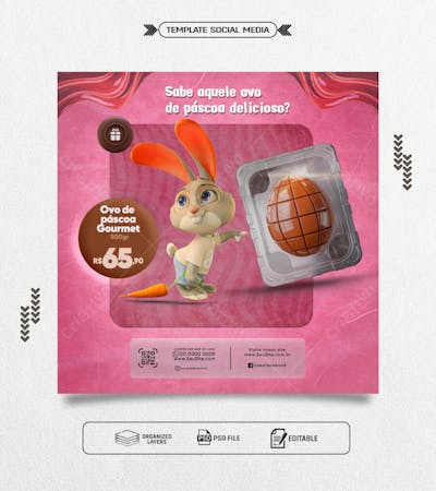 Feed Template social media pascoa promoção de ovos de pascoa