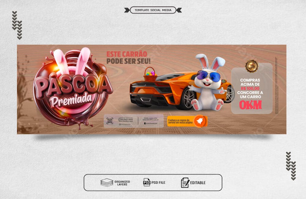 Banner Template social media sorteio de páscoa
