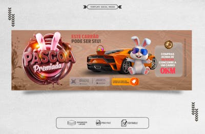 Banner Template social media sorteio de páscoa