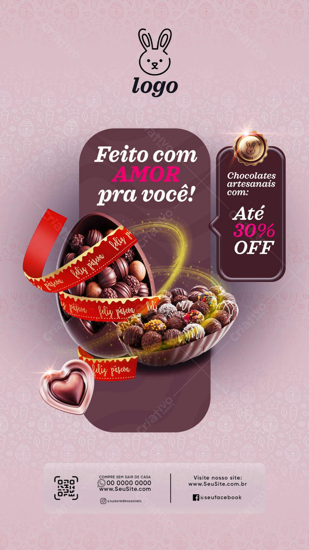Story Template social media pascoa com amor