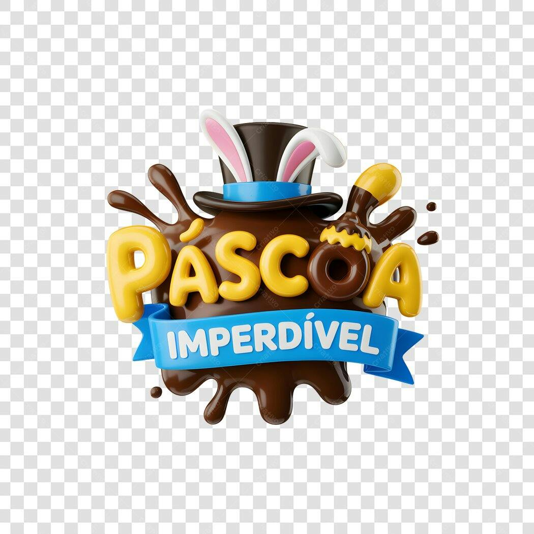 Banner Páscoa Imperdível com chapéu e orelhas PNG com fundo transparente