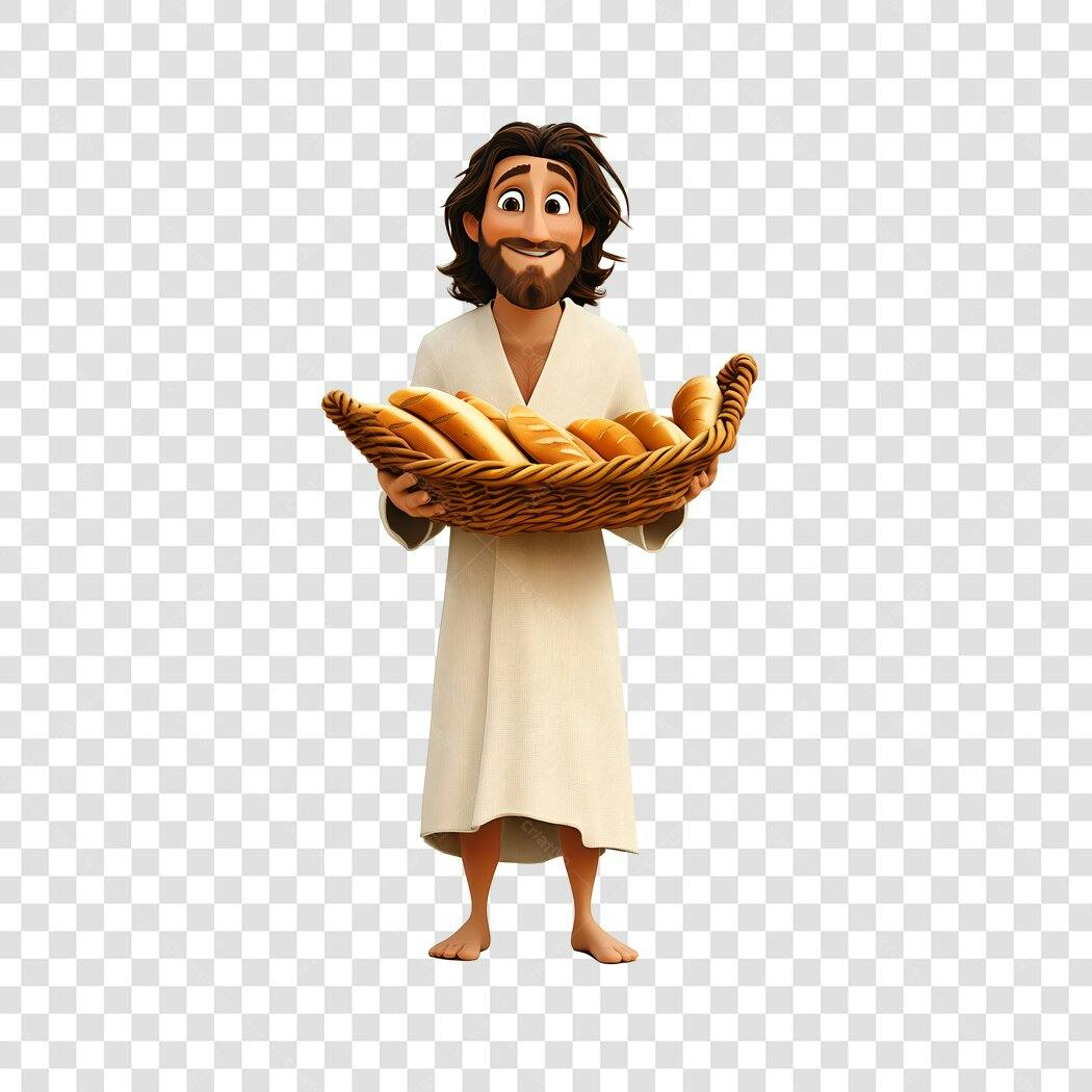 Post Redes Sociais Jesus com Cesta de Pães PNG com fundo transparente