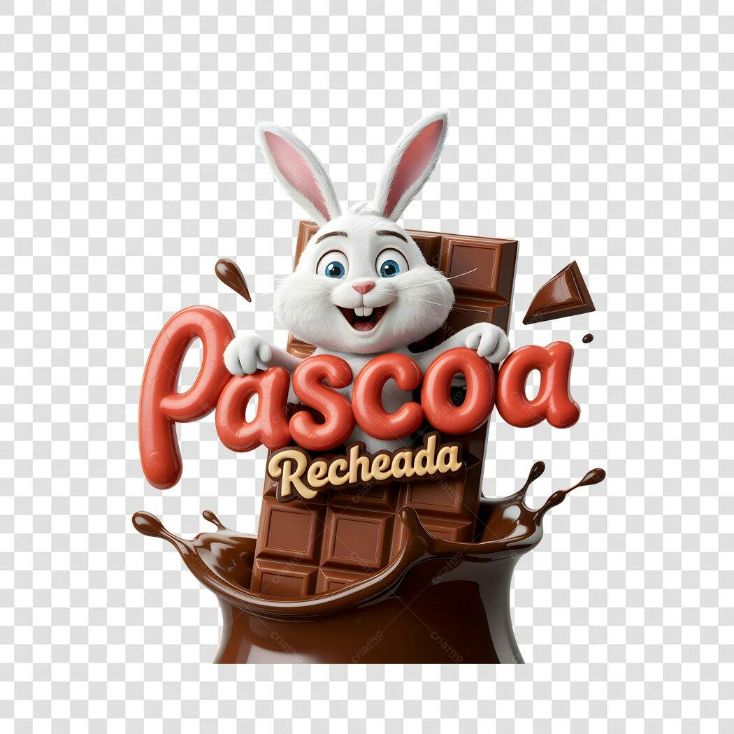 Banner Páscoa Recheada Coelho PNG com fundo transparente