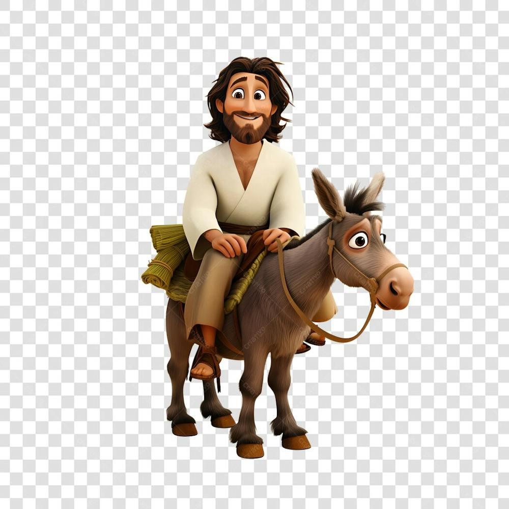 Jesus sentado em cima de um burrinho-1