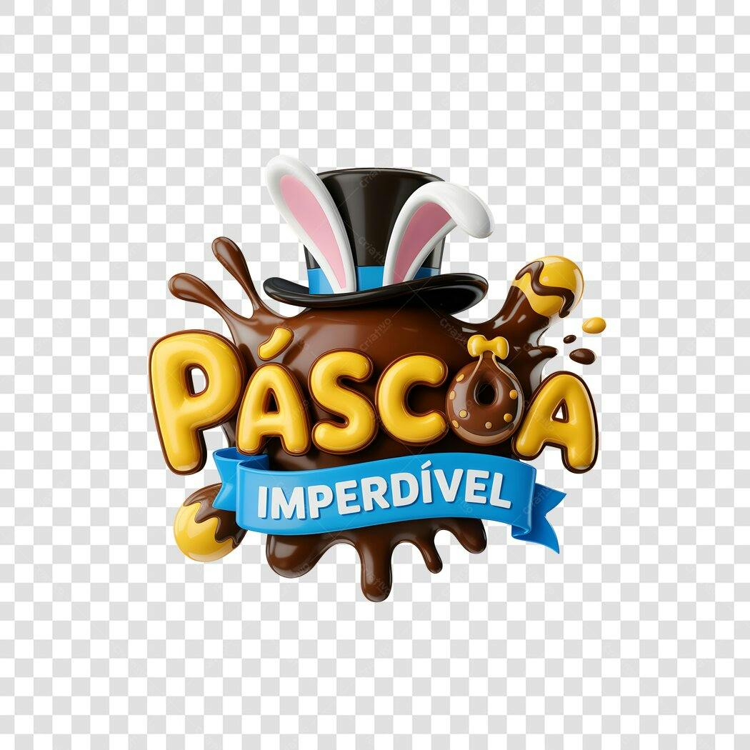 Banner Páscoa 3D PNG com fundo transparente