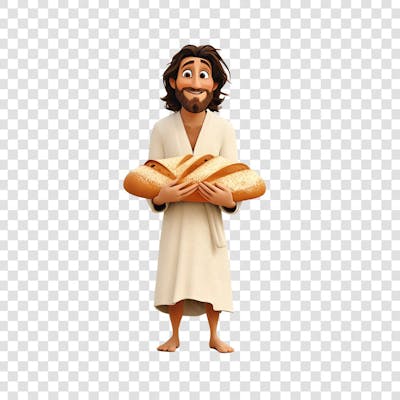 Jesus segurando um grande pão