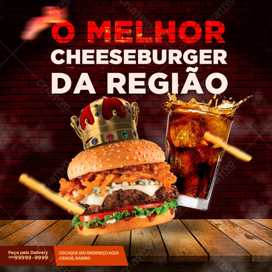 Flyer Cheeseburger Premium Delivery PSD Editável