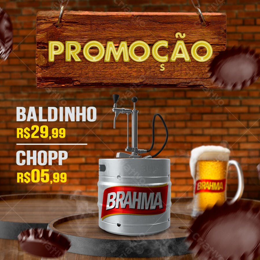 Flyer Promoção de Chopp Brahma PSD Editável