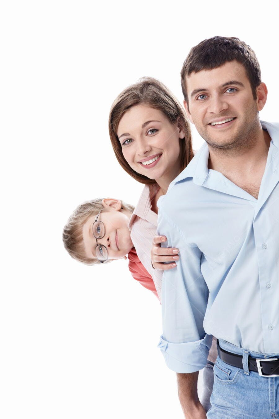 Família feliz em retrato estúdio