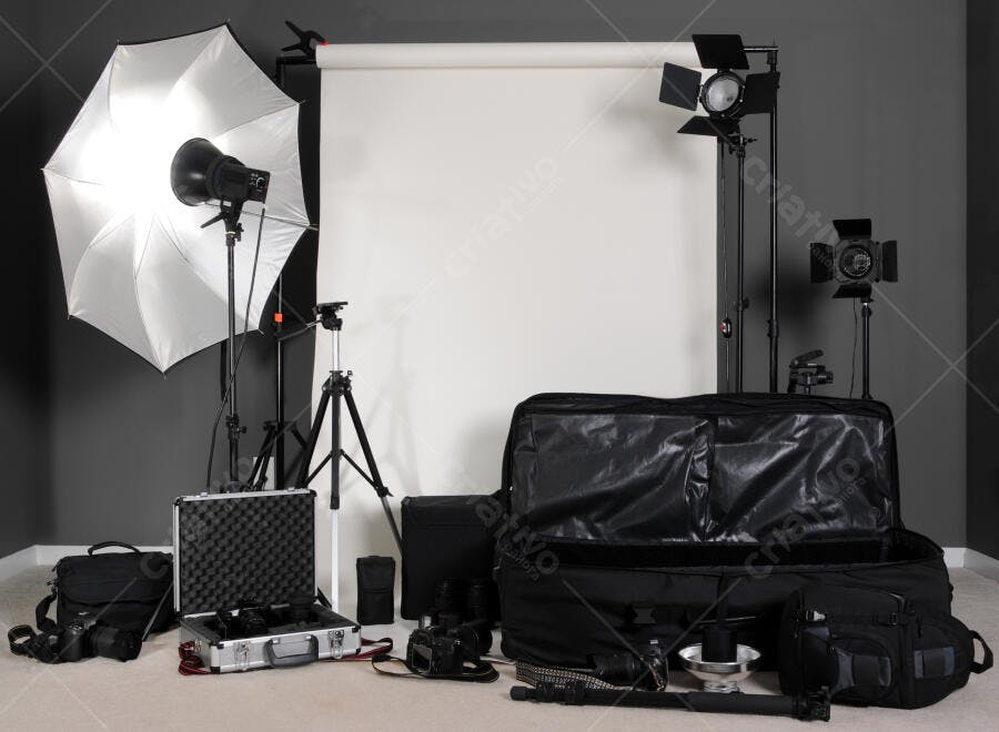 Equipamento Fotográfico em estúdio profissional