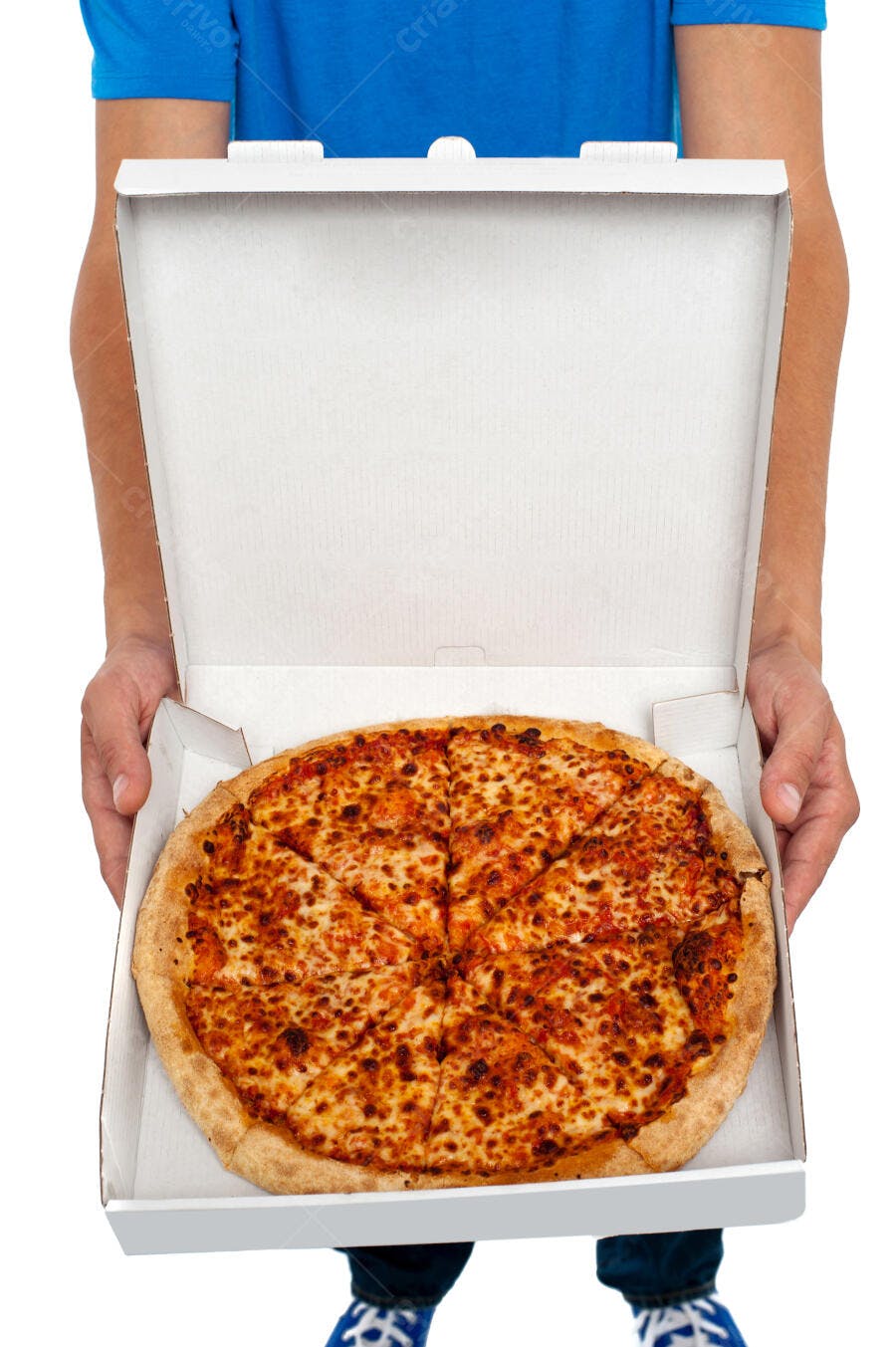 Pizza de Queijo em Caixa Branca