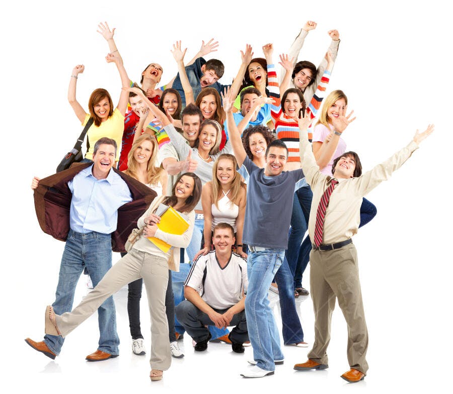 Grupo diverso de pessoas felizes e vibrantes
