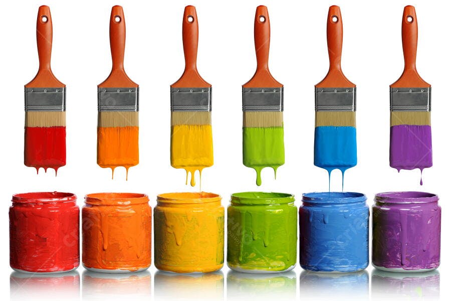 Pincel e tinta cores vibrantes