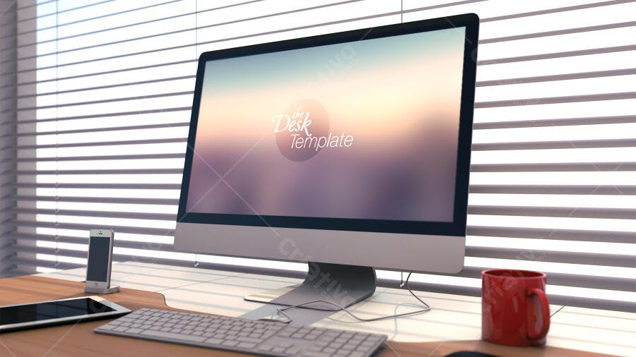 Mockup Realista de Escritório Moderno com iMac
