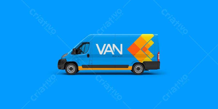 Mockup Van Azul com Design Moderno