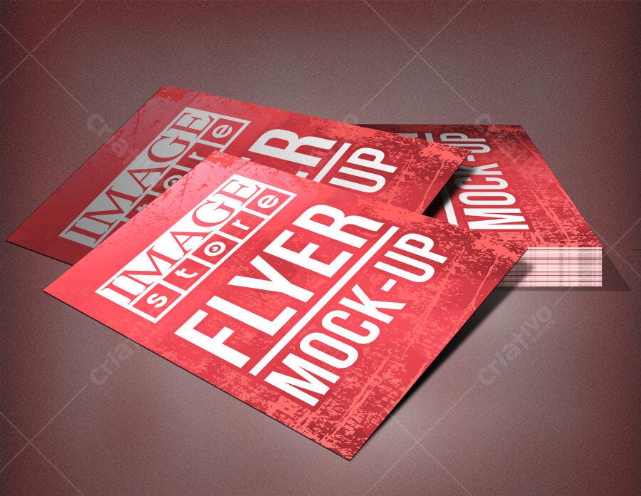 Mockup de Flyer Vermelho com Textura Vintage