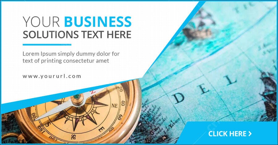 Mockup de Banner para Website com Compasso e Mapa