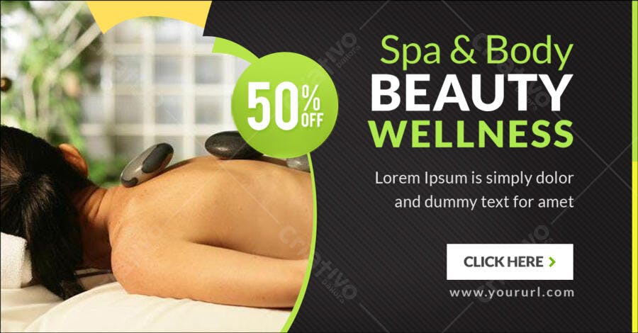 Mockup Banner Spa: Massagem com Pedras Quentes