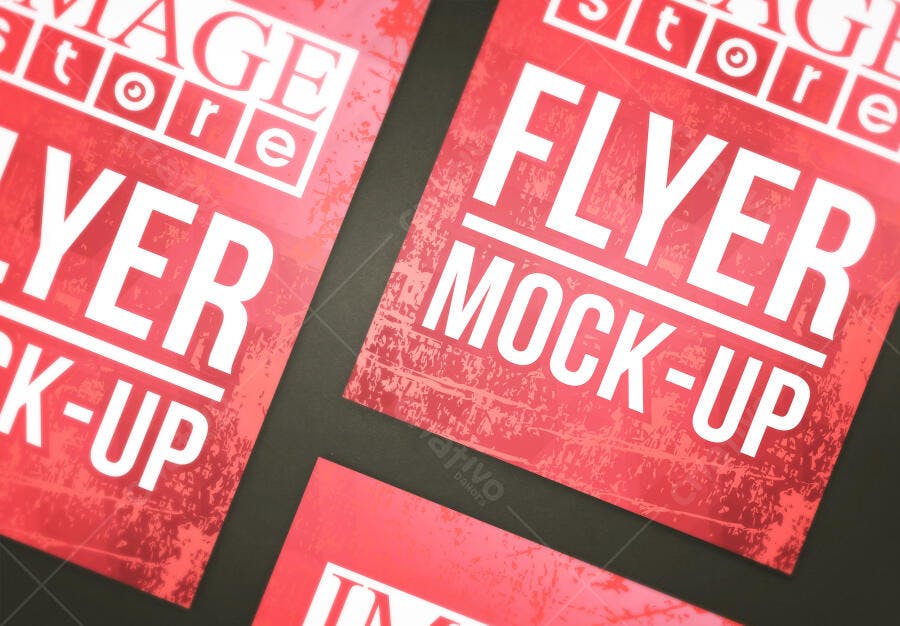 Mockup de Flyer com Textura Vintage em Vermelho