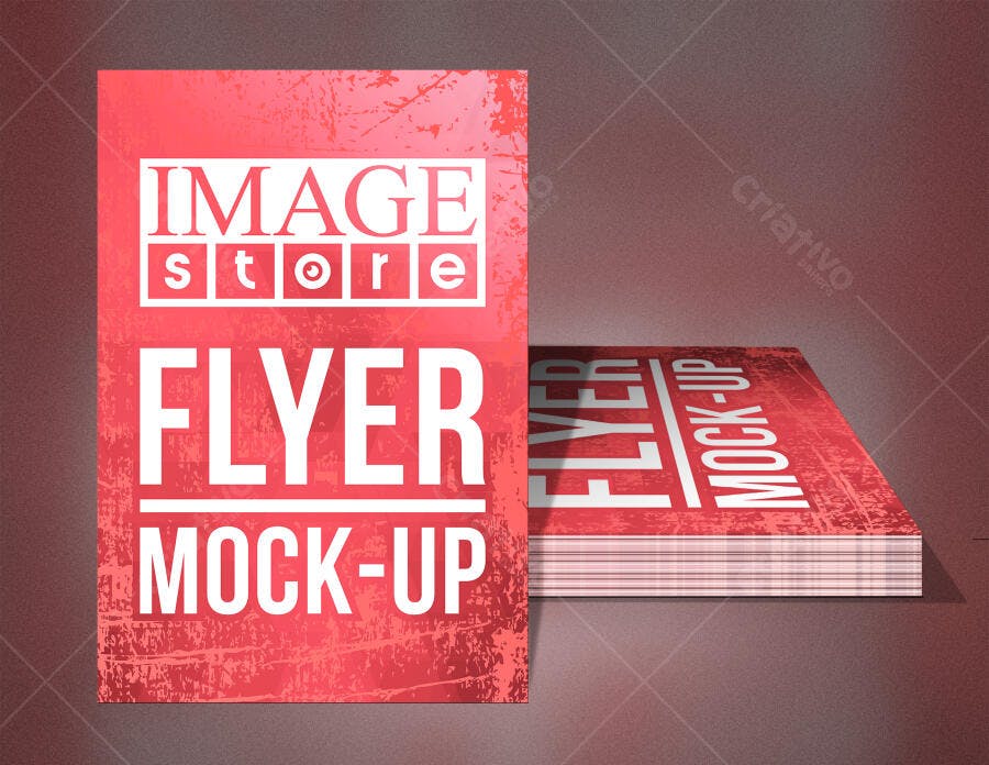 Mockup de Flyer Vermelho com Textura Vintage