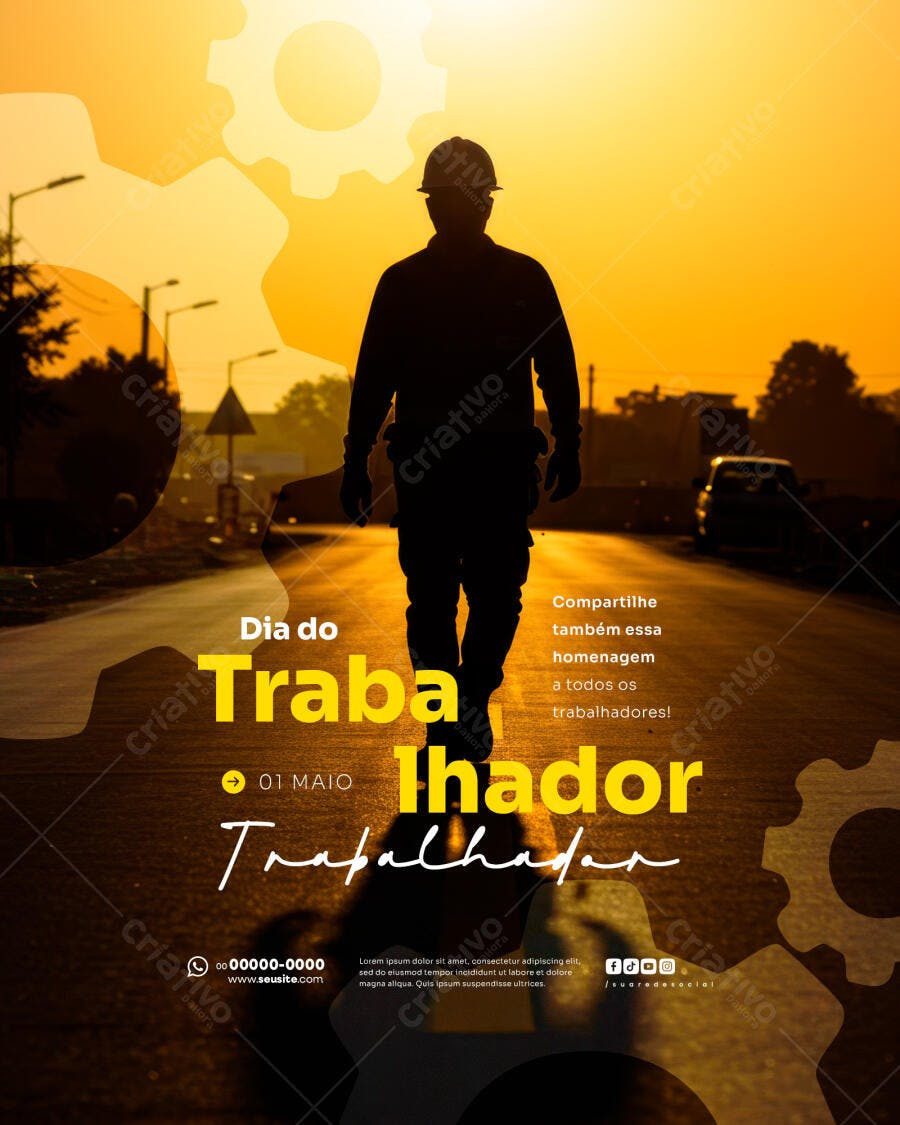 Flyer Dia do Trabalhador PSD Editável