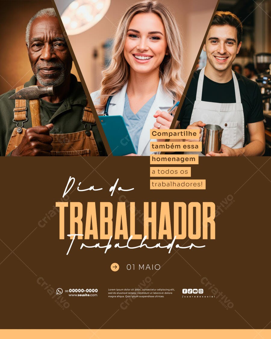 Flyer Dia do Trabalhador PSD Editável