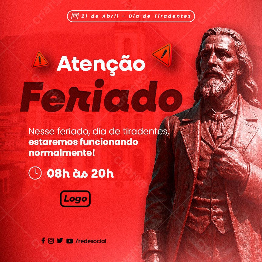 Postagem Feriado Tiradentes PSD Editável