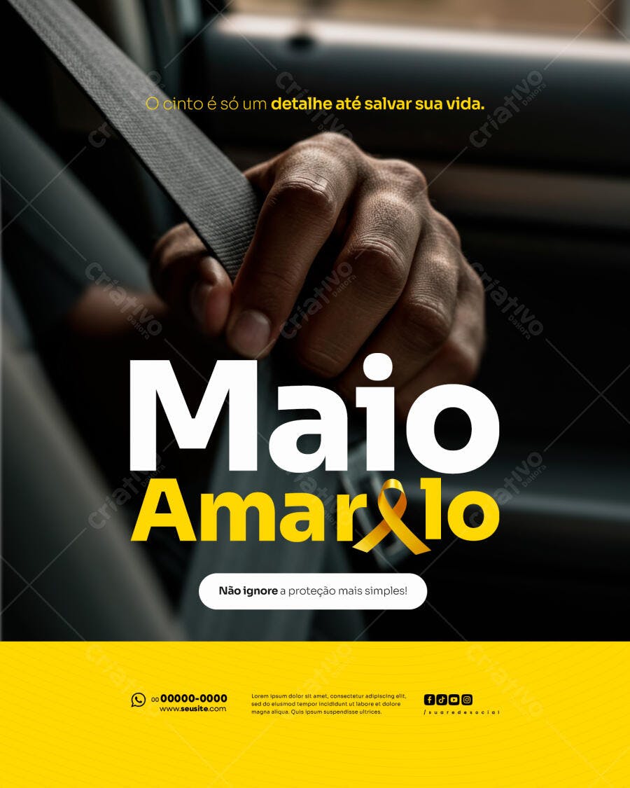 Flyer Maio Amarelo PSD Editável