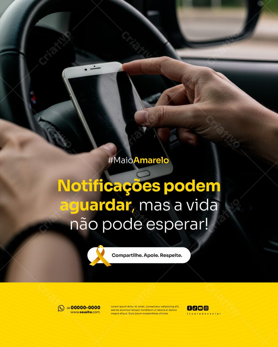 Post para Maio Amarelo PSD Editável