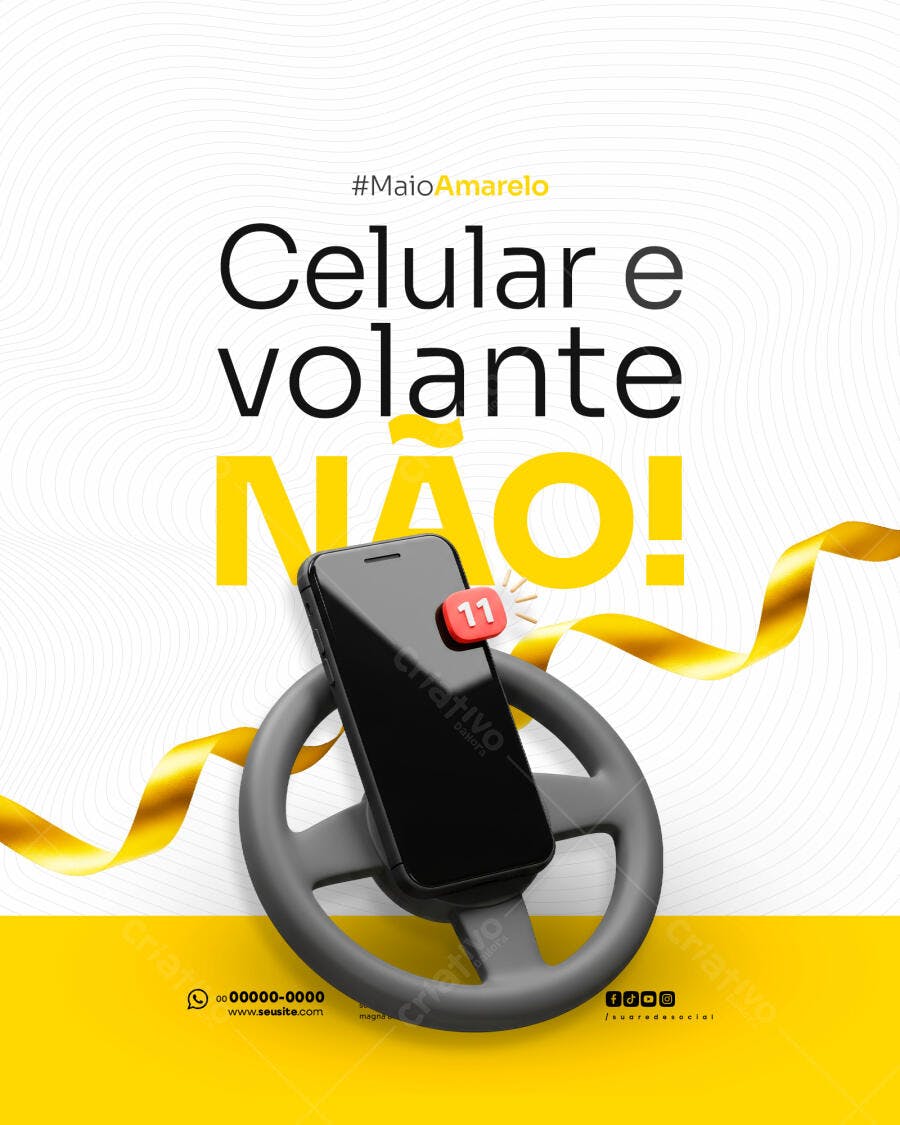 Flyer Maio Amarelo PSD Editável