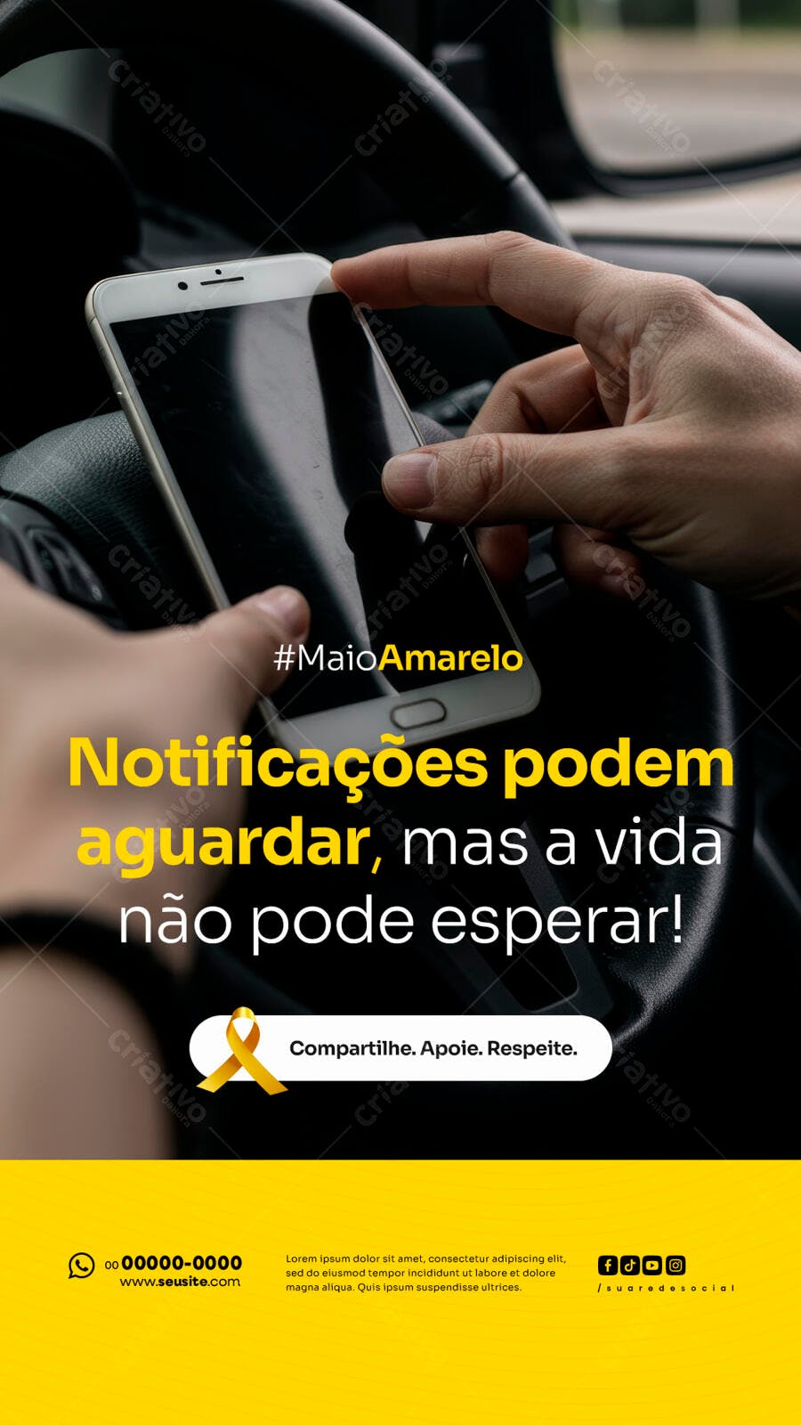 Flyer Maio Amarelo PSD Editável