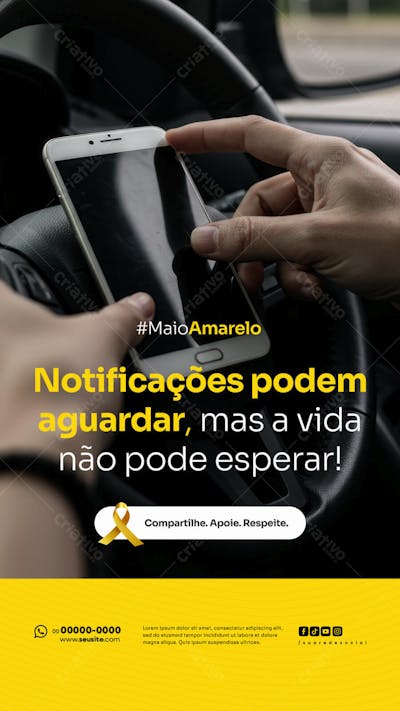 Maio Amarelo Campanha de Conscientização sobre segurança no trânsito e valorização da vida social media STORY (1)
