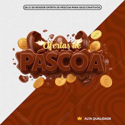 Selo 3D Ofertas de Páscoa Composição PSD