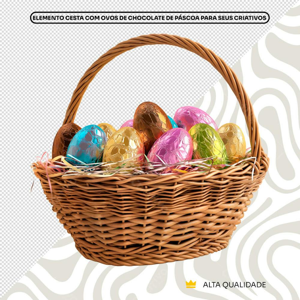 Cesta com ovos de Páscoa Composição