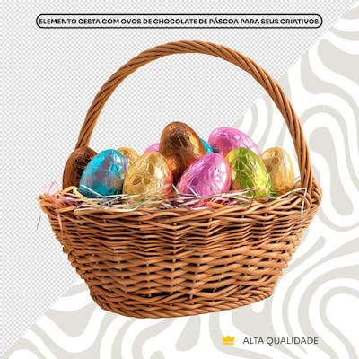 Cesta com ovos de Páscoa Composição