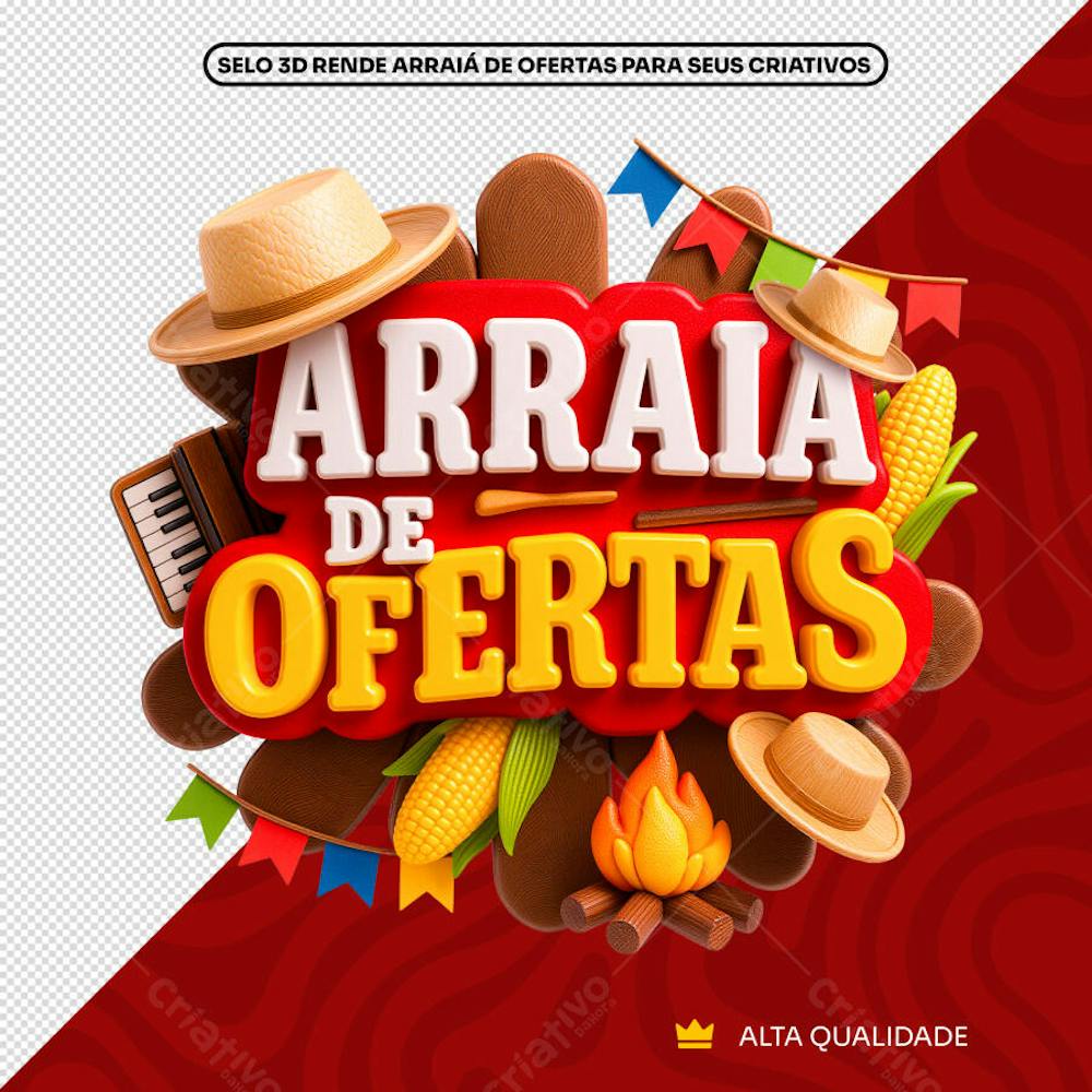 Selo 3D Arraiá de Ofertas Festa Junina