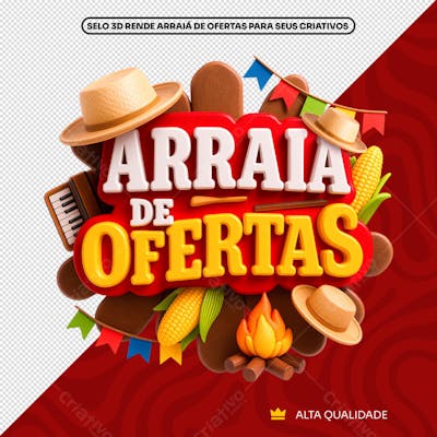 Selo 3D Arraiá de Ofertas Festa Junina