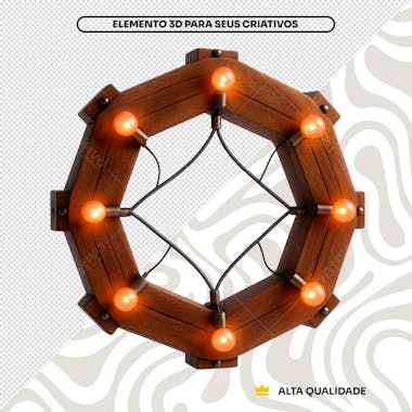 Estrutura de Madeira com Luzes Elemento 3D