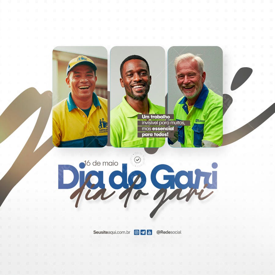 Post para o Dia do Gari PSD Editável