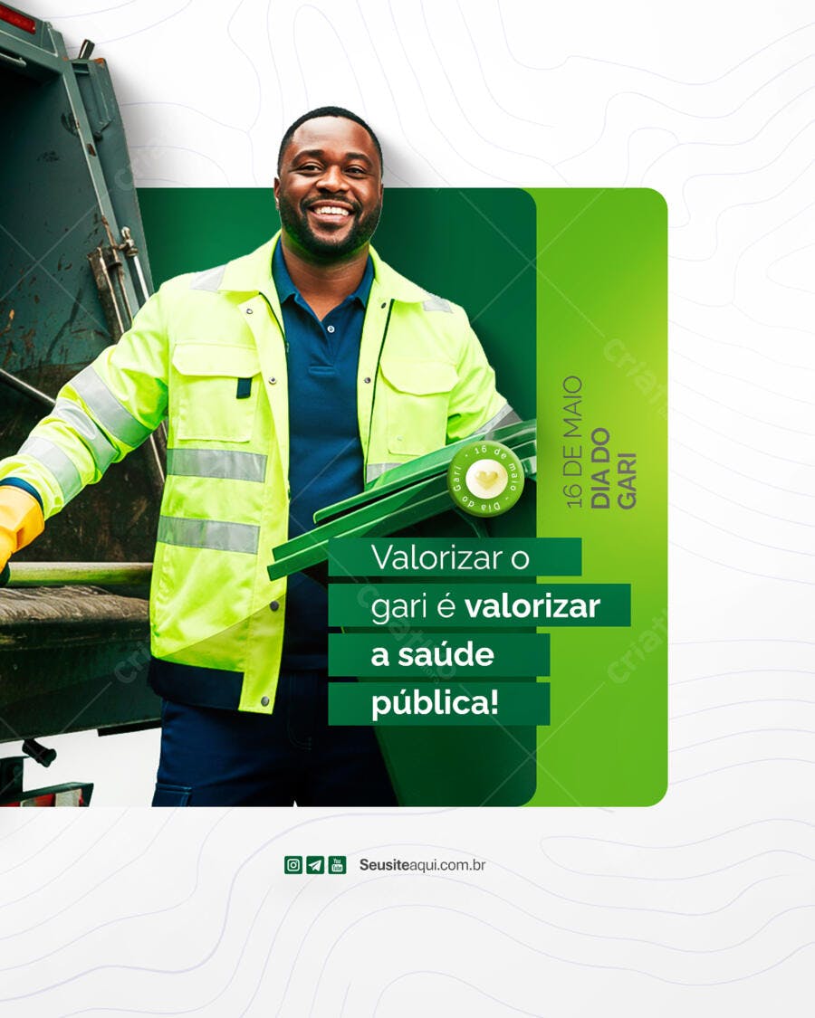 Post para o Dia do Gari PSD Editável
