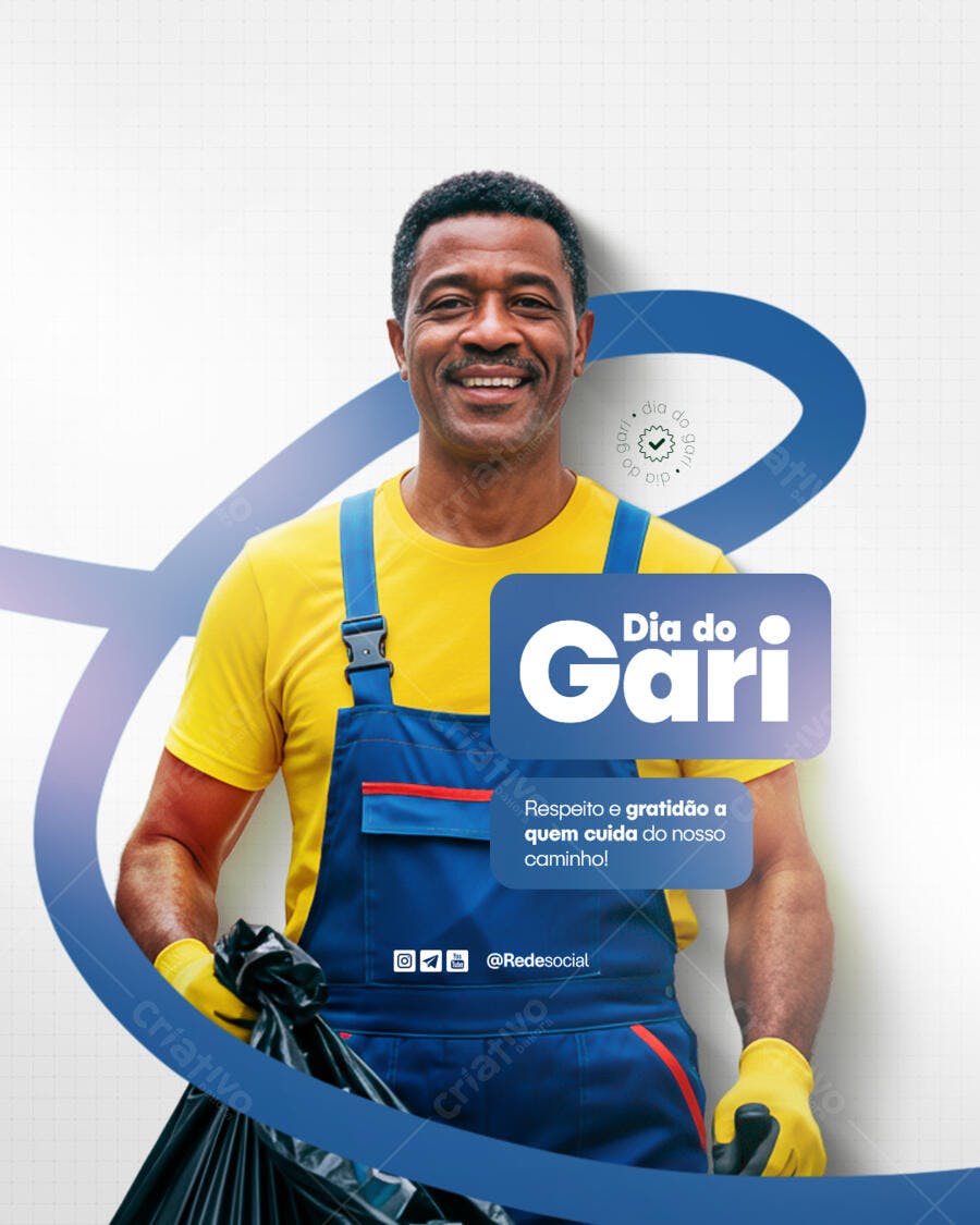Post para o Dia do Gari PSD Editável