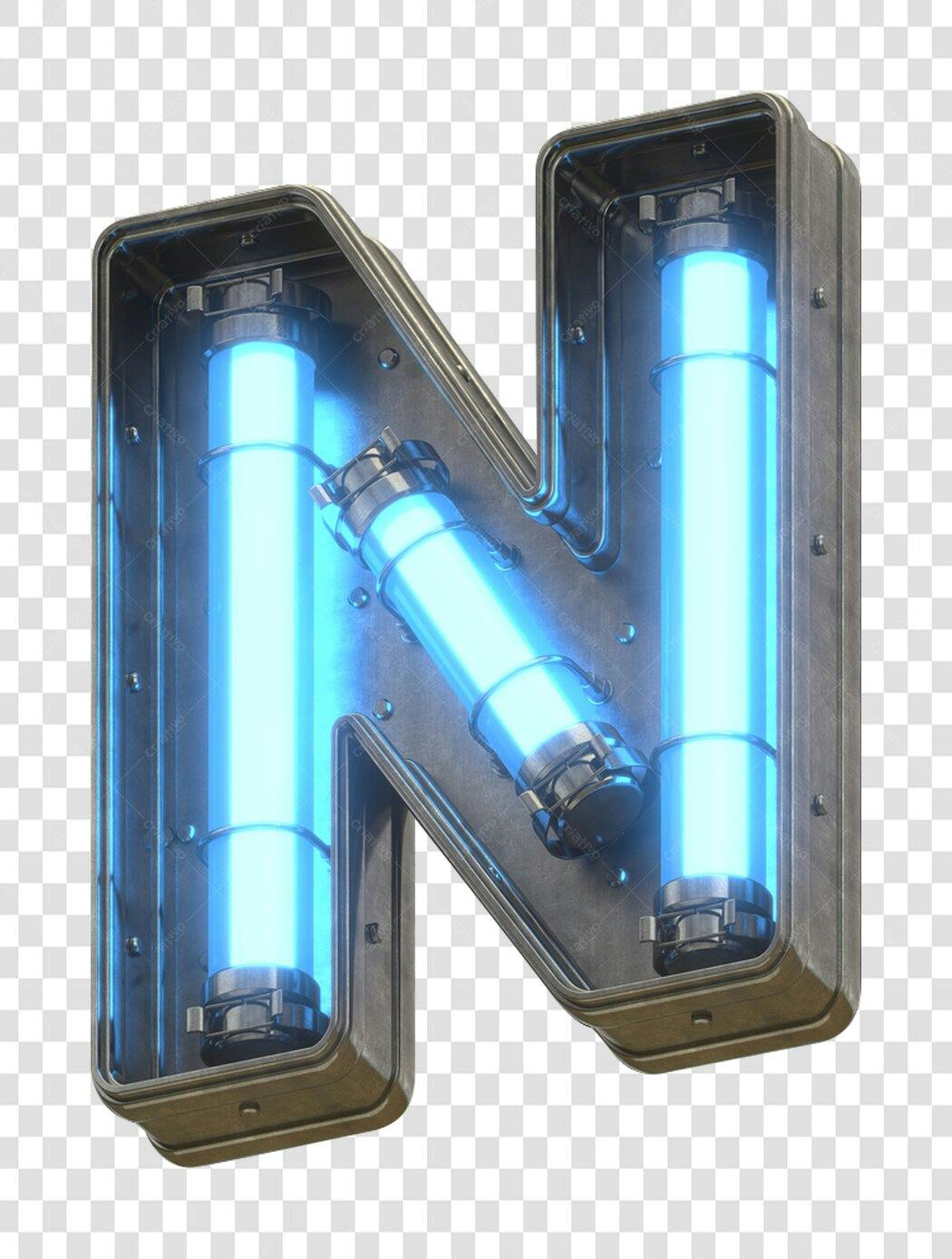 Logo Neon Letra N PNG com fundo transparente
