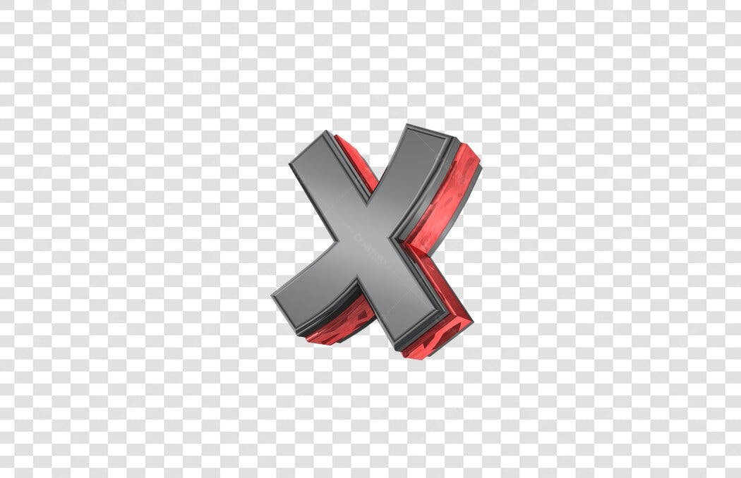 Ícone X 3D Cinza e Vermelho PNG com fundo transparente