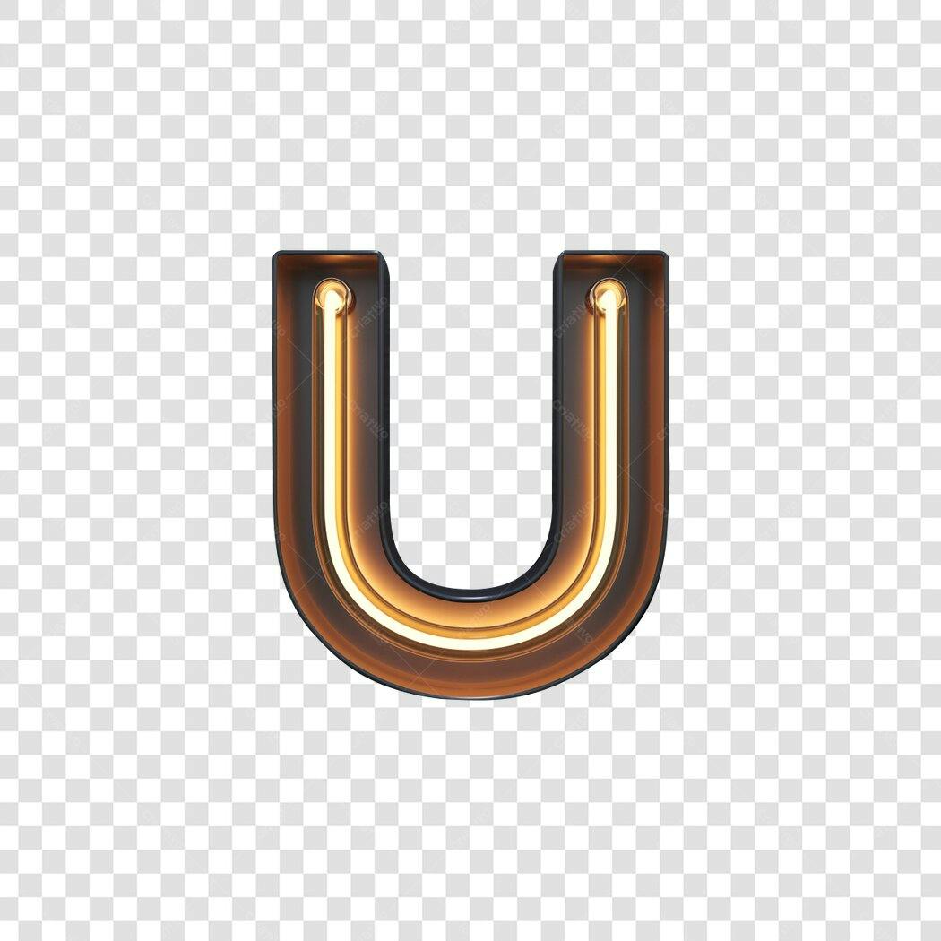 Logo Neon Letra U PNG com fundo transparente