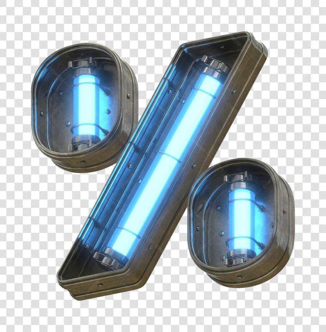 Ícone Porcentagem Neon Azul Steampunk PNG com fundo transparente