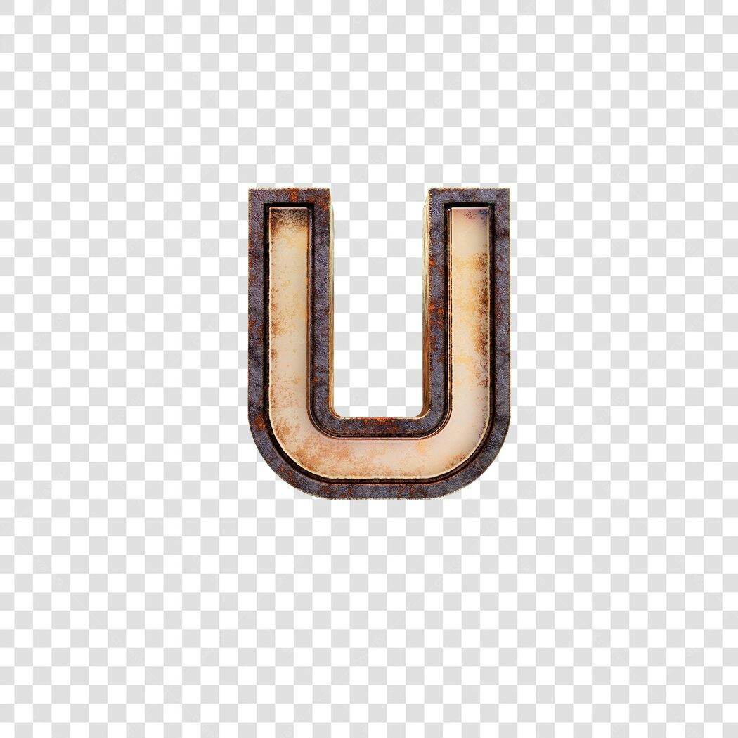 Letra U enferrujada para design PNG com fundo transparente