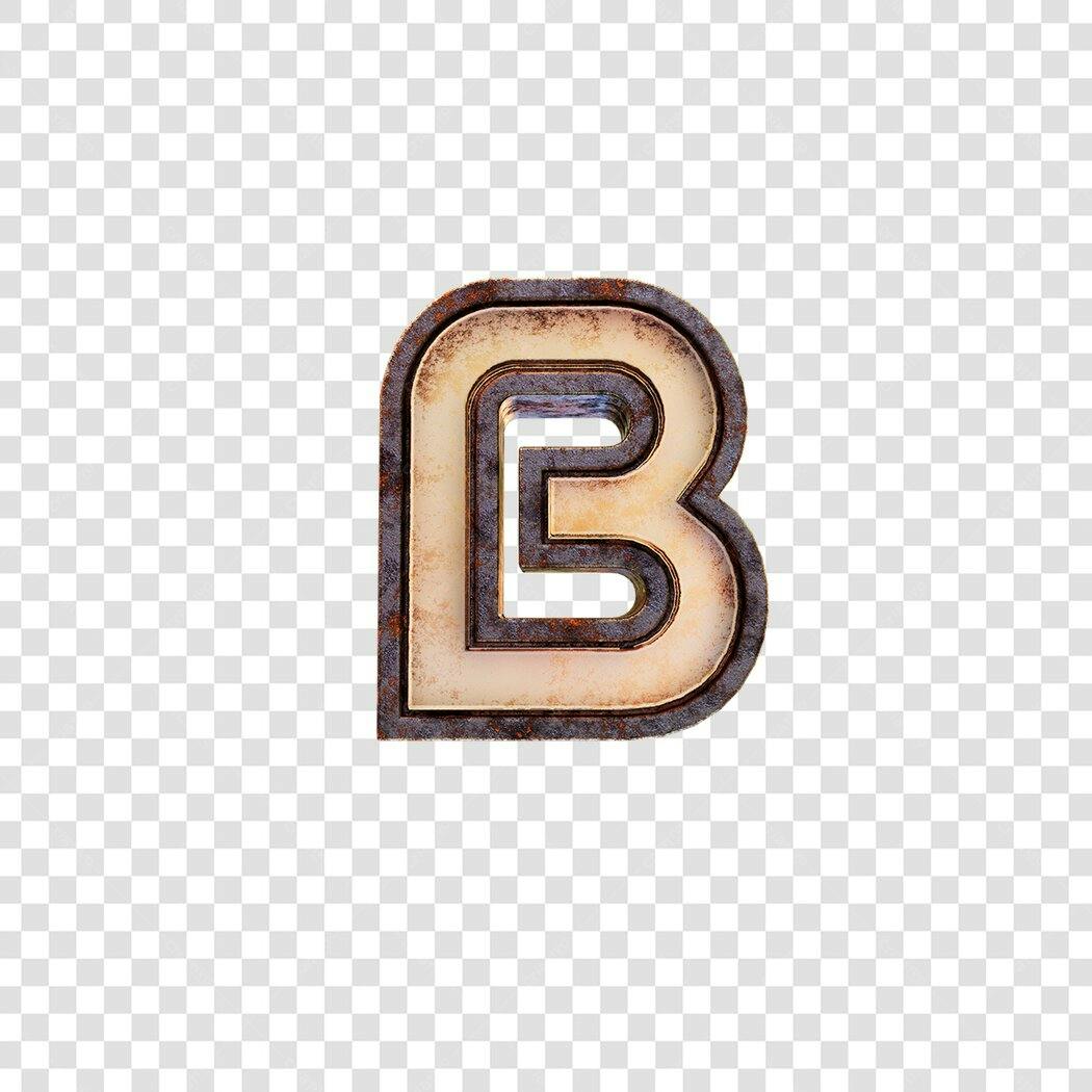 Logo da letra B oxidada PNG com fundo transparente